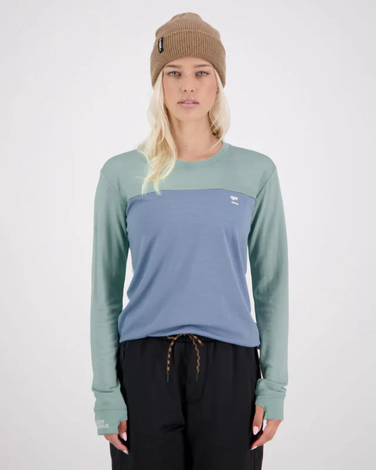 MONS ROYALE WOMENS YOTEI BF L/S - Iceberg / Powder Blue