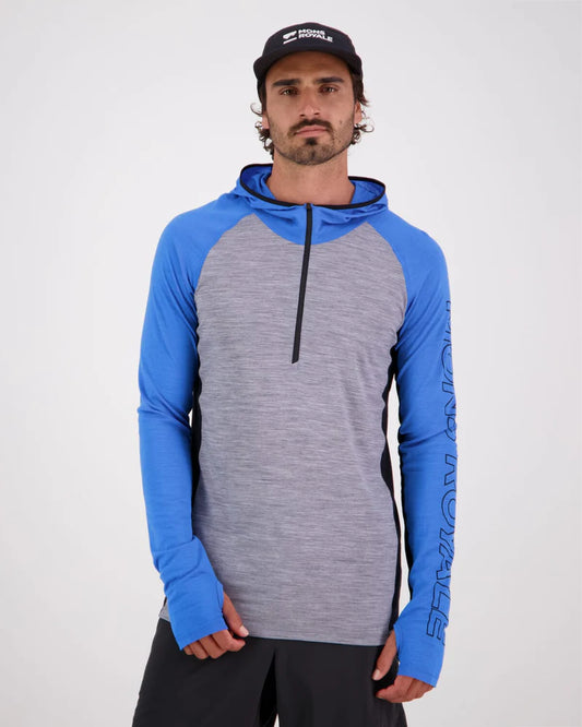 MONS ROYALE MENS  TEMPLE HOOD - Blue Gravel