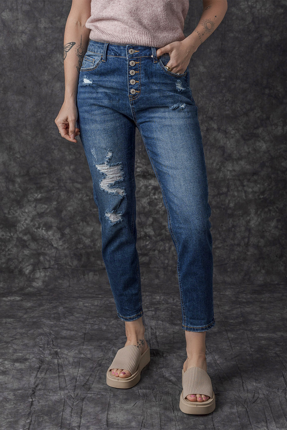 PRICKLE & POLLY Distressed Mom Jeans