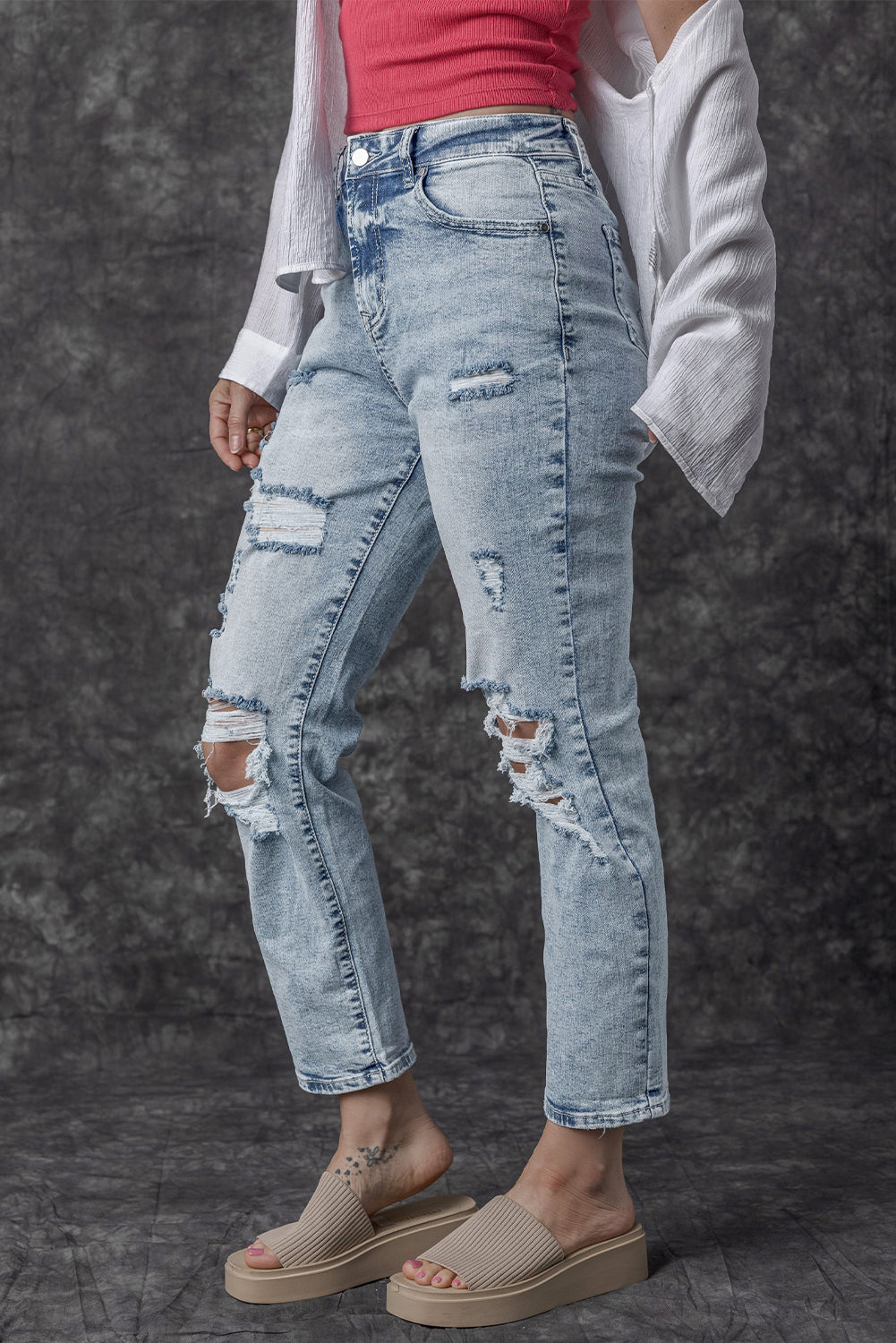 PRICKLE & POLLY Acid washed Distressed Jeans