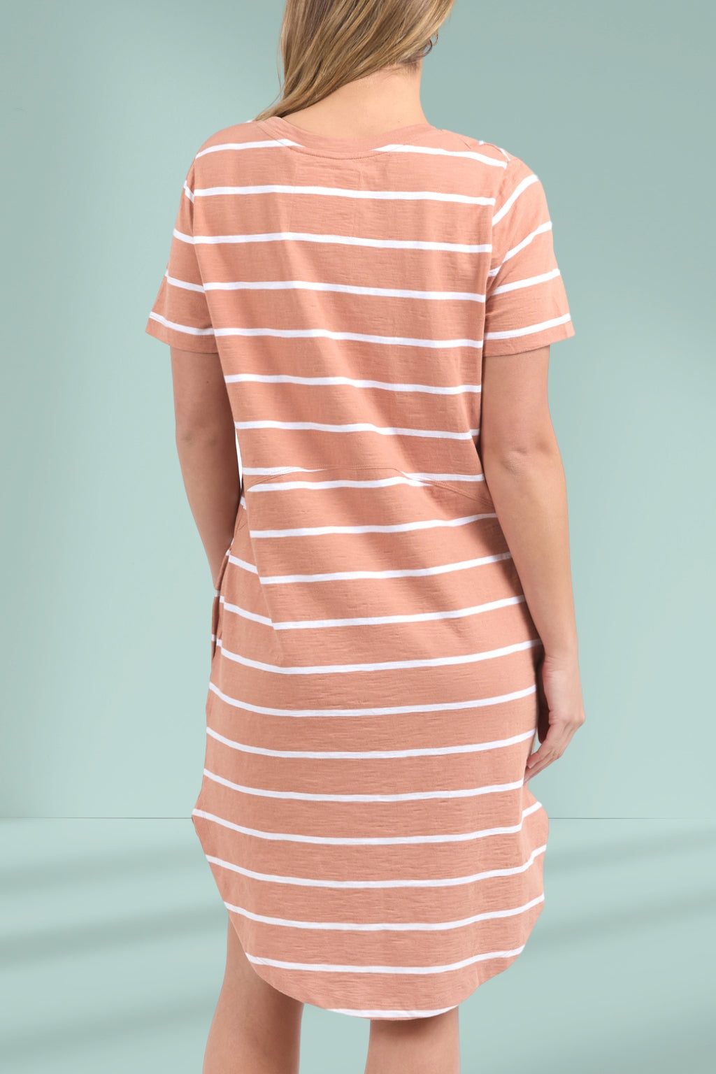 FOXWOOD BAY STRIPE DRESS -CLAY & WHITE STRIPE