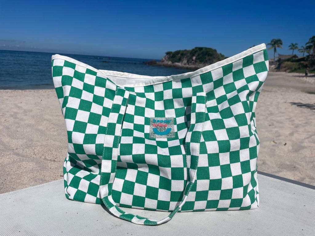 HAPPY TRIBE TOTES - Green/White