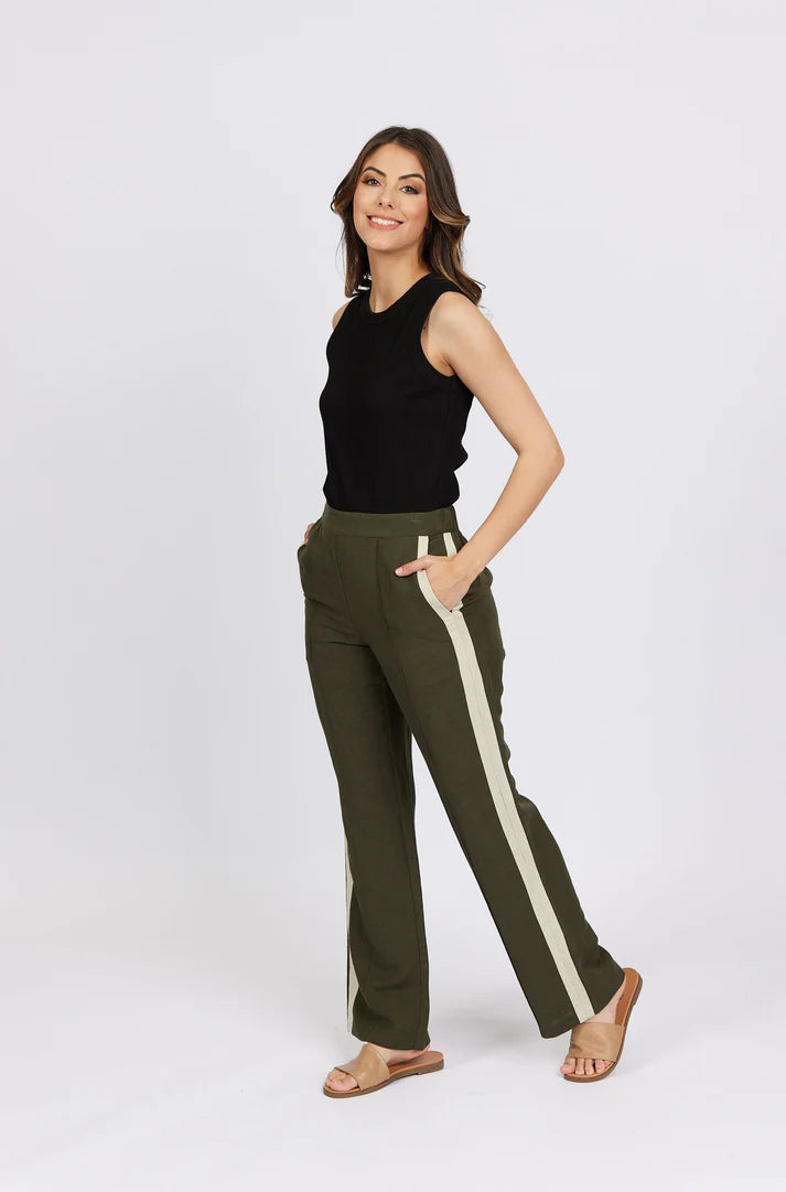 KNEWE ELTON PANT - Khaki/Ecru