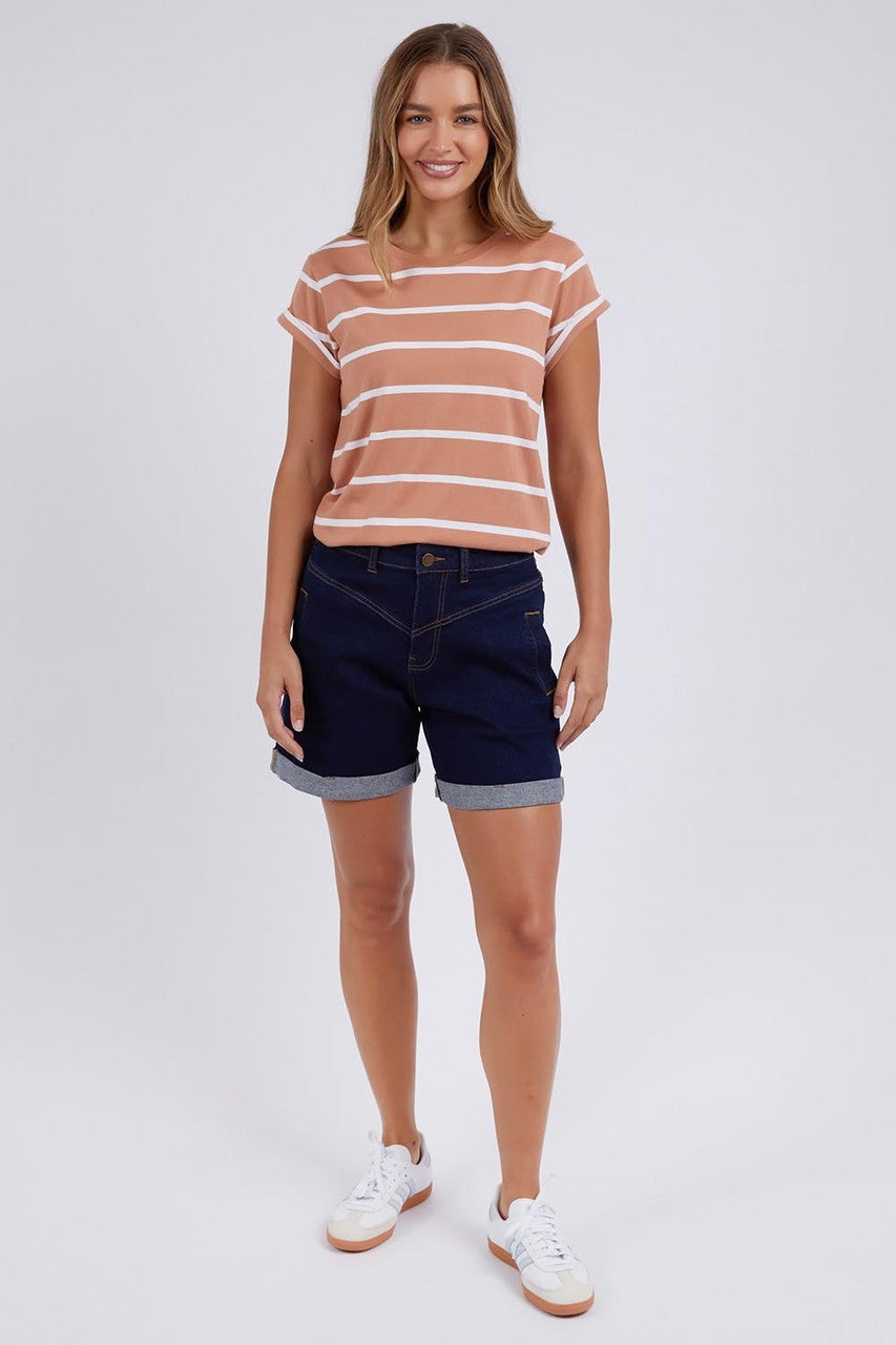 FOXWOOD MANLY STRIPE TEE - CLAY