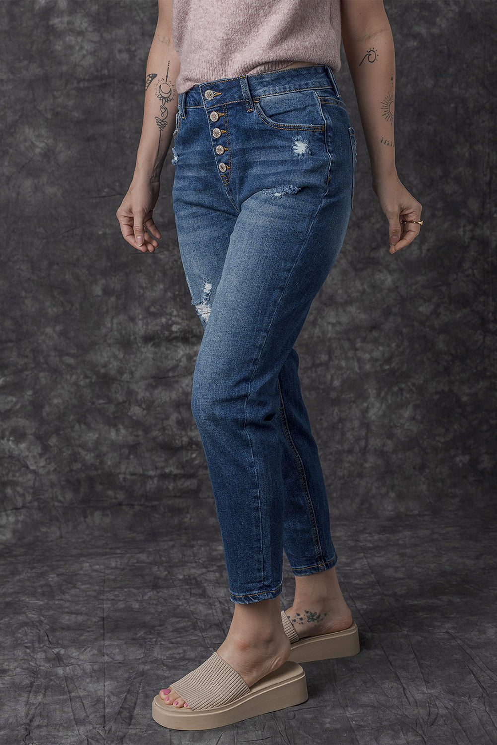 PRICKLE & POLLY Distressed Mom Jeans