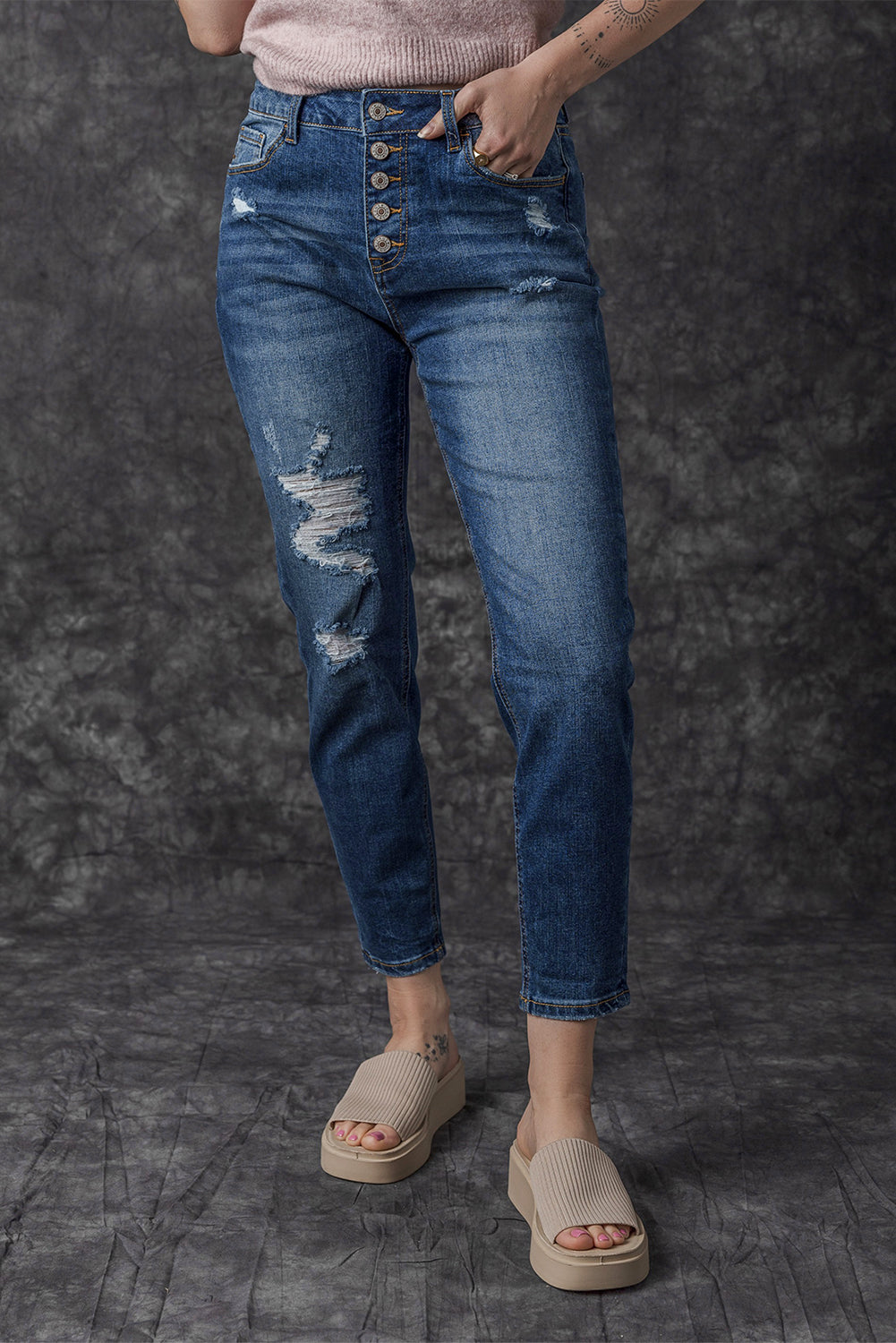 PRICKLE & POLLY Distressed Mom Jeans