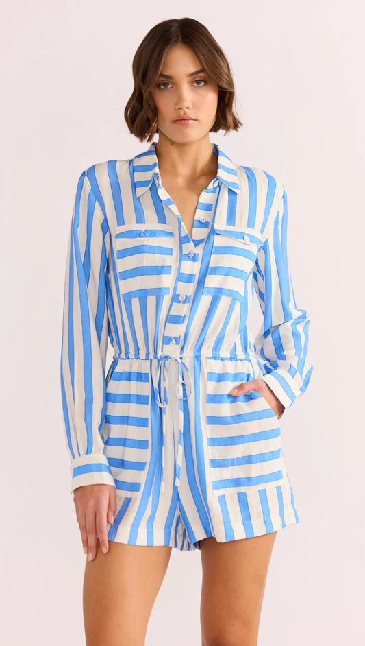 MINKPINK NIMUE PLAYSUIT - BLUE STRIPE