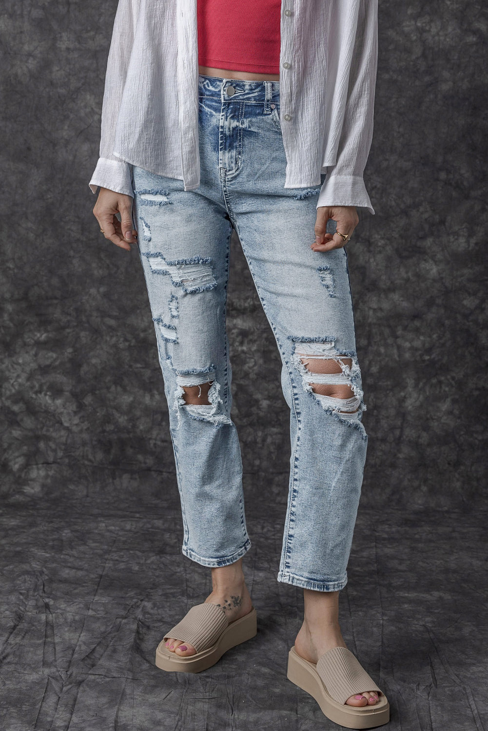 PRICKLE & POLLY Acid washed Distressed Jeans