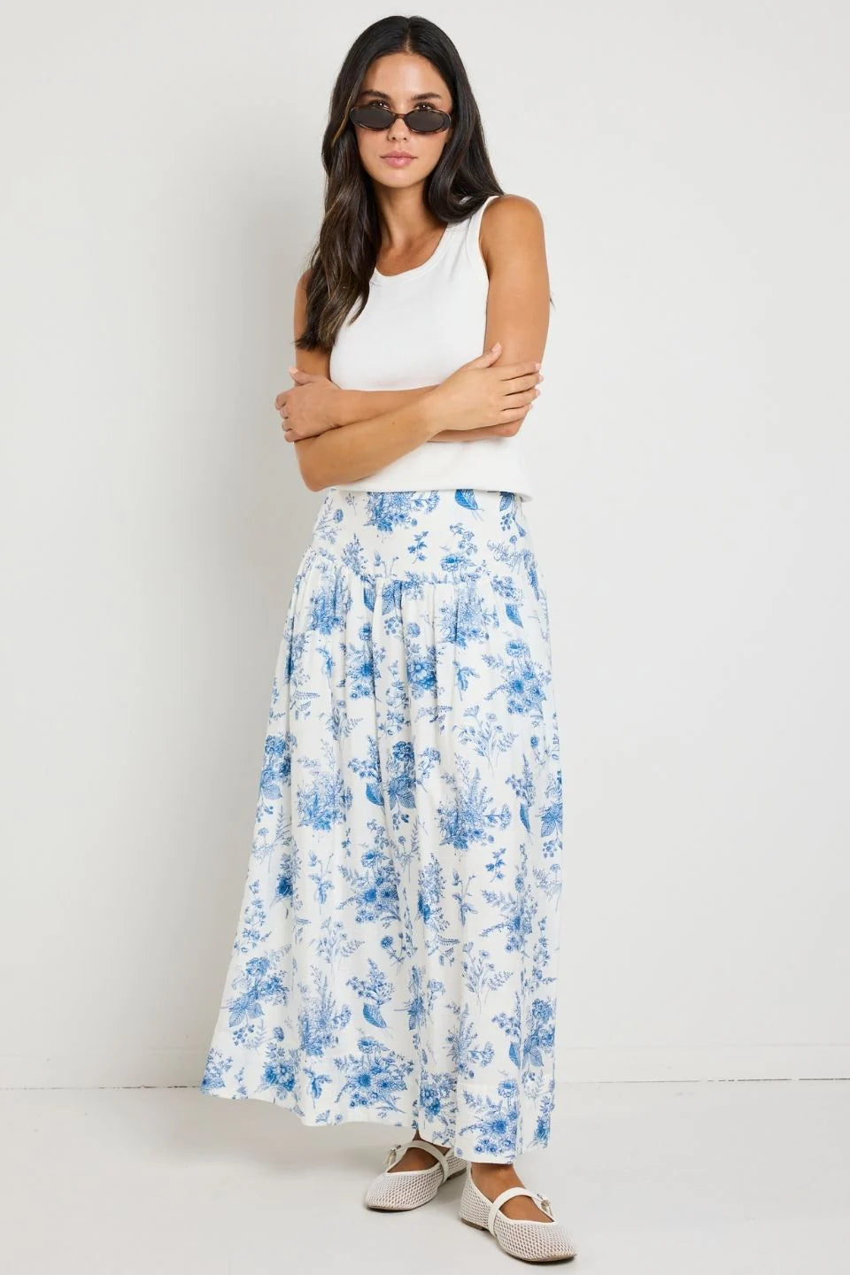 IVY + JACK AFFINITY MAXI SKIRT PORCELAIN PRINT