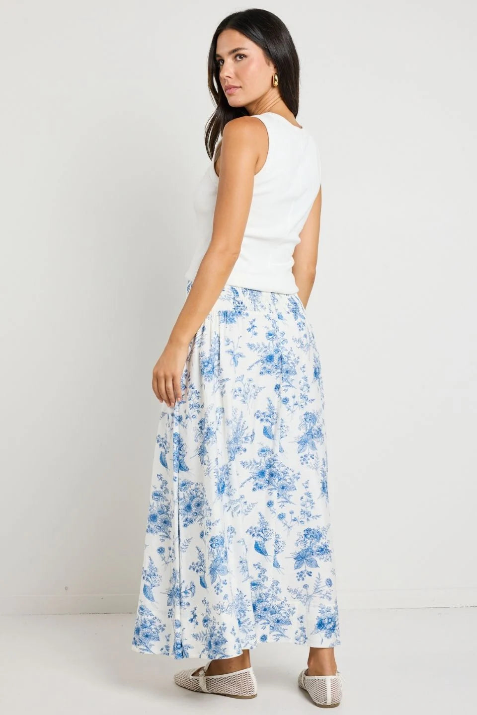 IVY + JACK AFFINITY MAXI SKIRT PORCELAIN PRINT