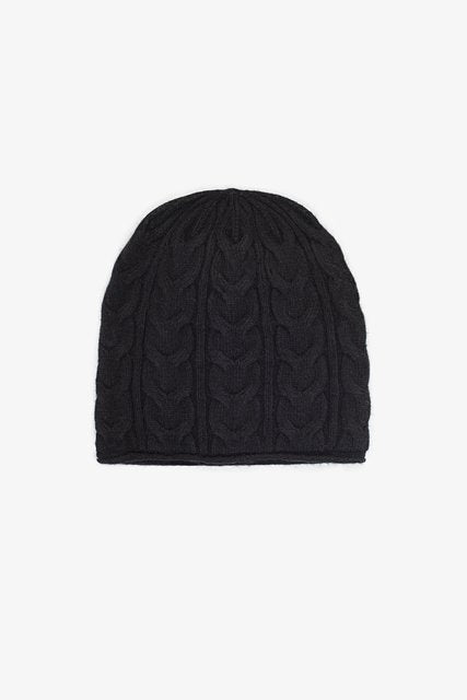 ANTLER CABLE KNIT BEANIE - Black