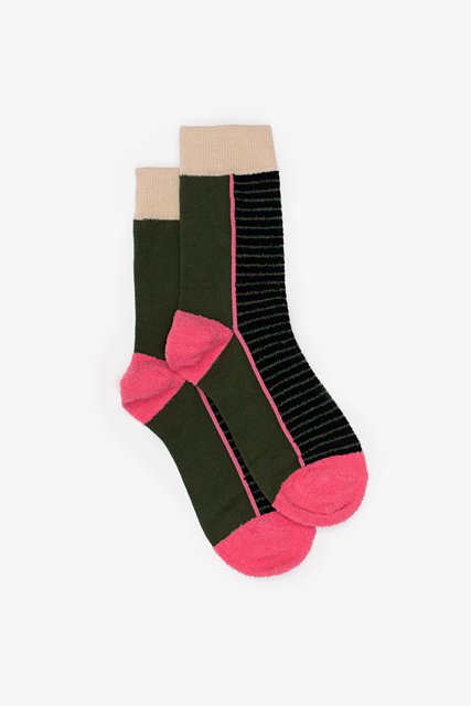 ANTLER SOCK - Teddy Stripe Sock | Khaki