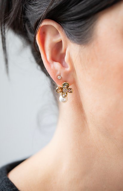 ANTLER EARRINGS  - GEMS PETAL & PEAR DROP