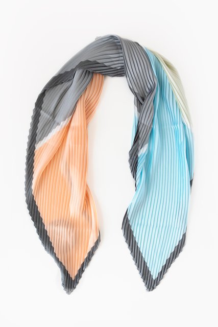 ANTLER - Pleated Scarf | Apricot Blue & Grey