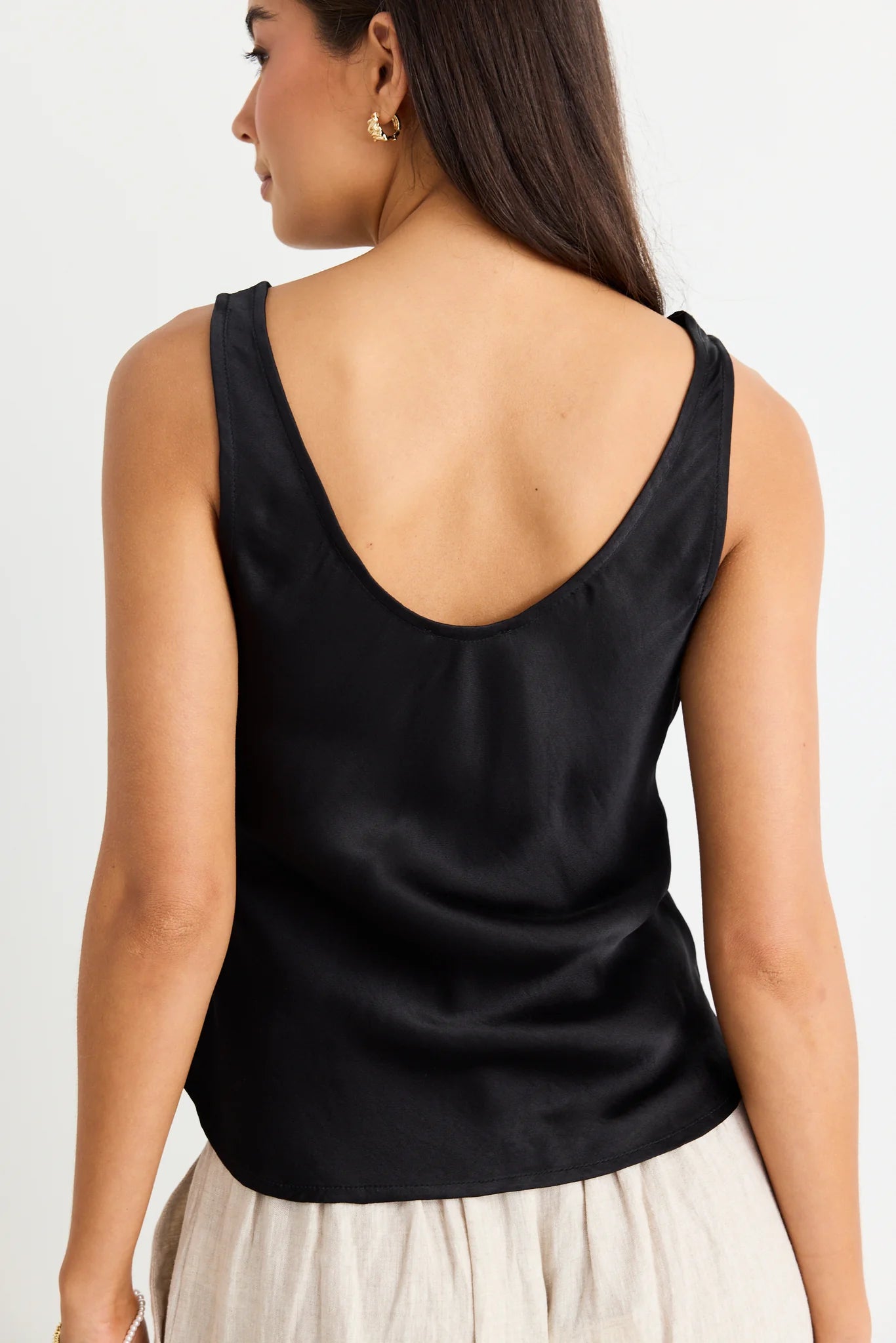 AMONG THE BRAVE EXCEPTIONAL SATIN TANK - BLACK