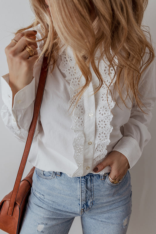 PRICKLE & POLLY - Hazel Lace Crochet Trim Shirt