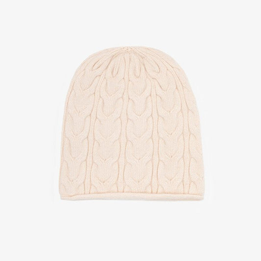 ANTLER CABLE KNIT BEANIE - cream