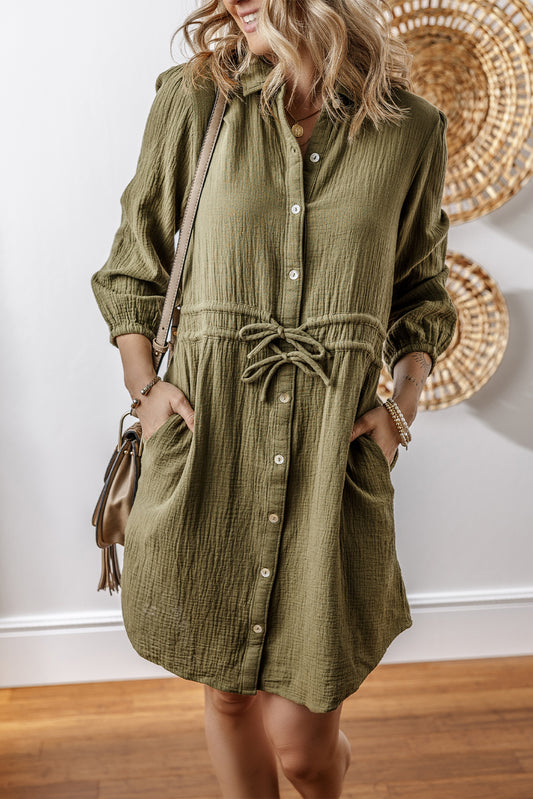 PRICKLE & POLLY Khaki Tie Dress