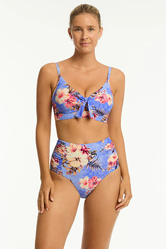 SEA LEVEL BLUE HAWAII HIGH WAIST GATHERED SIDE PANT - IRIS