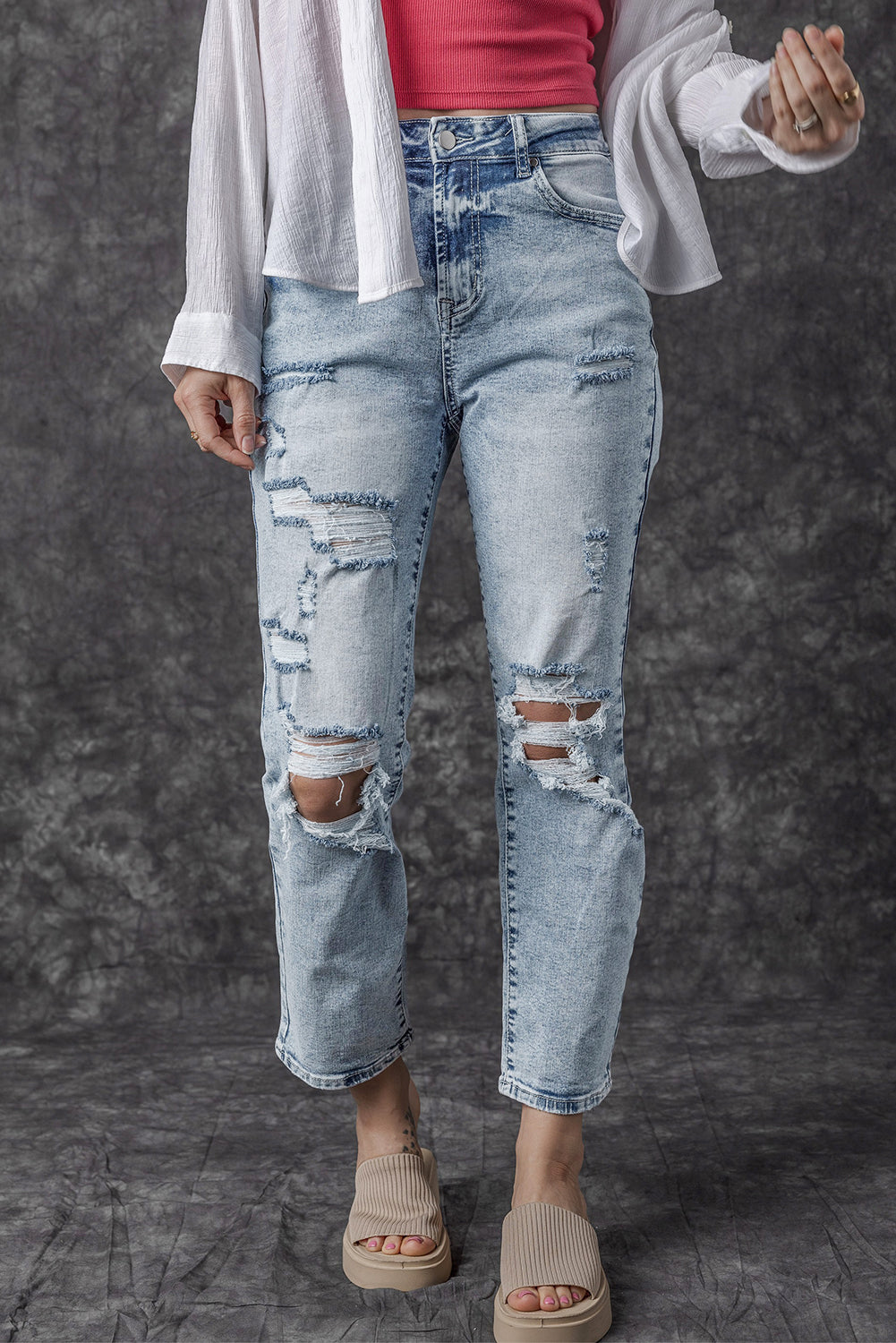 PRICKLE & POLLY Acid washed Distressed Jeans