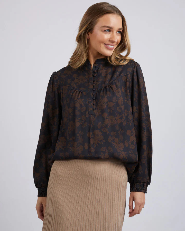 FOXWOOD BELLADONNA FLORAL TOP - Black Floral