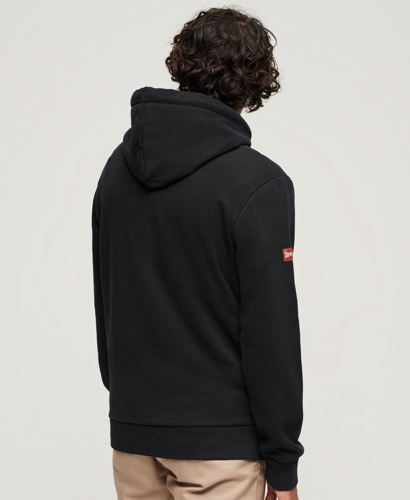 SUPERDRY WORKWEAR FLOCK HOODIE - NERO BLACK MARLE