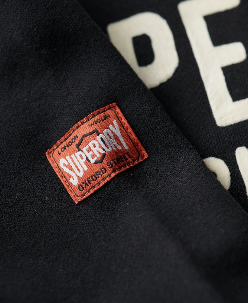 SUPERDRY WORKWEAR FLOCK HOODIE - NERO BLACK MARLE